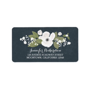 white flowers vintage wedding address labels