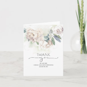 White Flowers Vintage Wedding Thank You Card