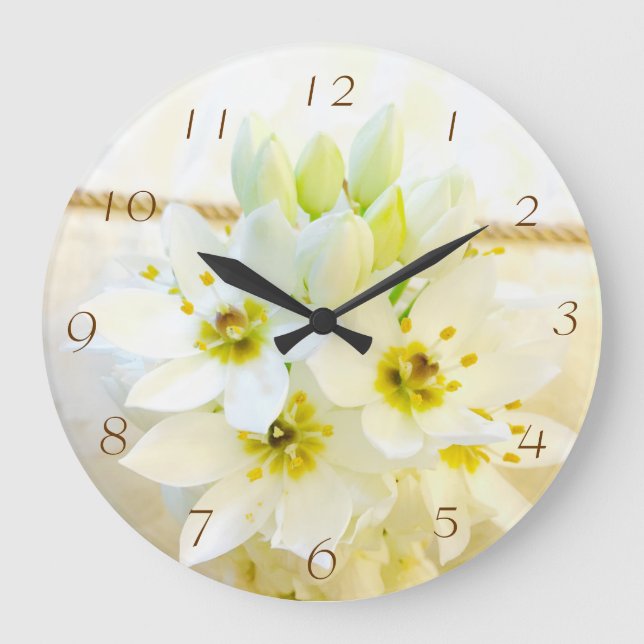 White Flowers Wall Clock (Front)