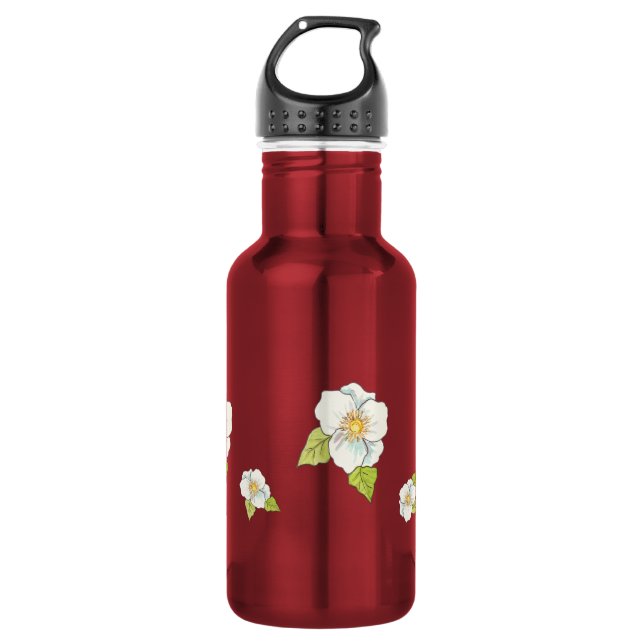 White Flowers Water Bottle (Front)