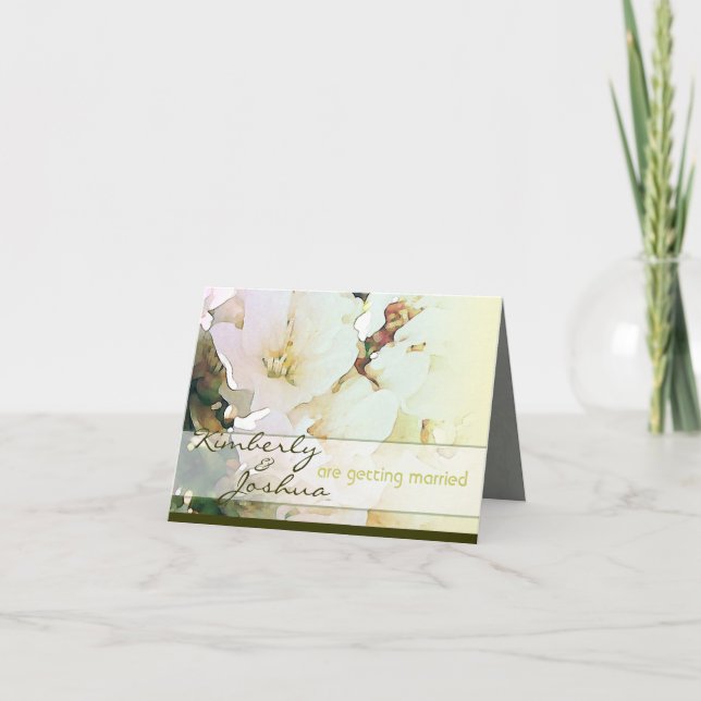 white flowers wedding announcement (Front)