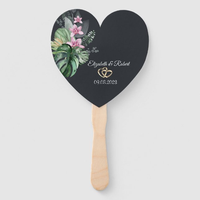 White Flowers Wedding Hand Fan (Front)