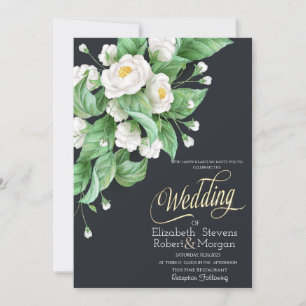 White Flowers Wedding Invitation