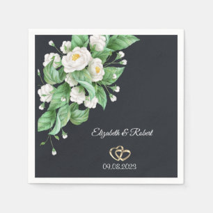 White Flowers Wedding Napkin