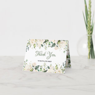 White Flowers Wedding Thank You Card