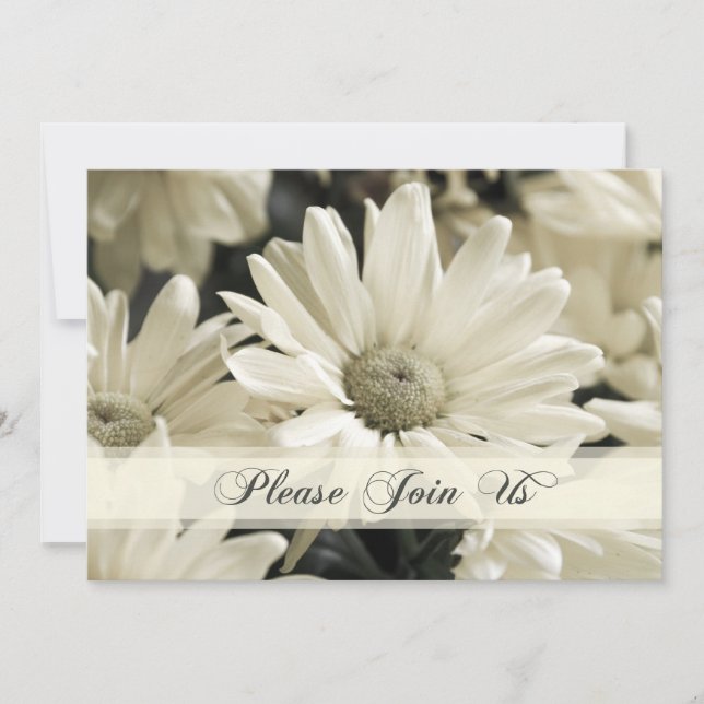 White Flowers Wedding Vow Renewal Invitations (Front)