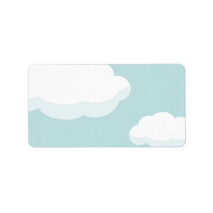 White Fluffy Clouds on Teal Blue Sky labels