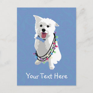 White Fluffy Dog - Peace Joy Love - Holiday