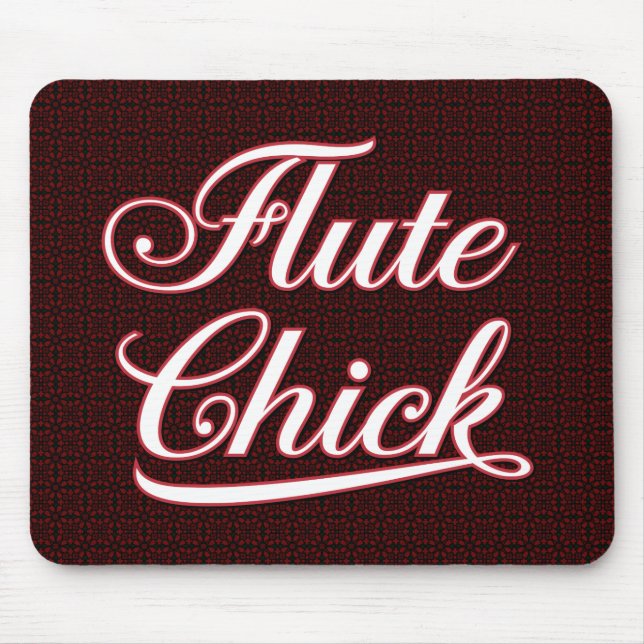 White Flute Chick Script Mouse Mat (Front)