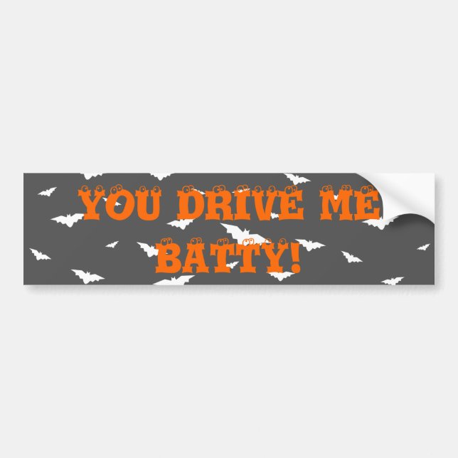White Flying Bats & Grey Background - Halloween Bumper Sticker (Front)