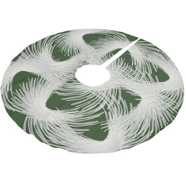 White flying feathers brushed polyester tree skirt (Angled)