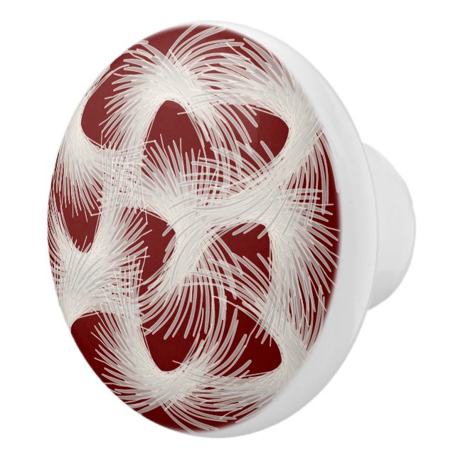 White flying feathers ceramic knob (Right)