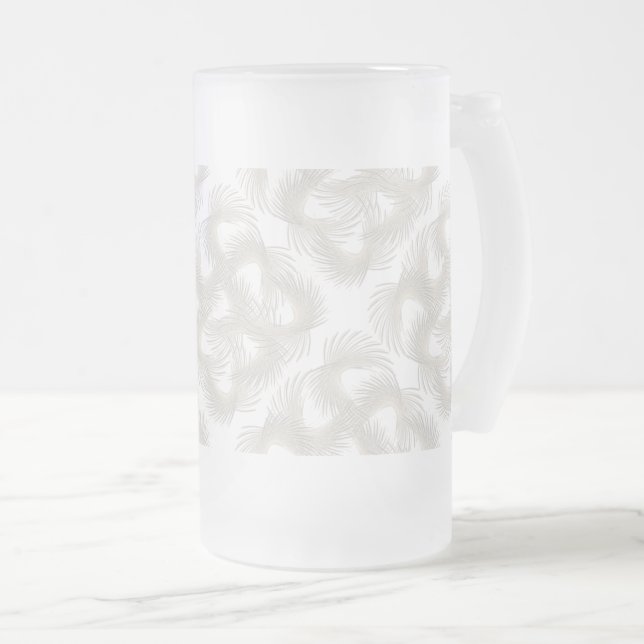 White flying feathers frosted glass beer mug (Front Right)