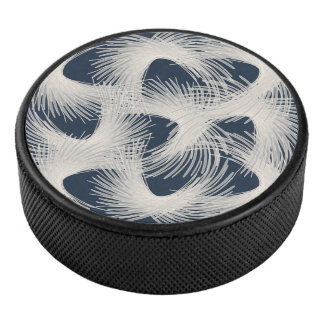 White flying feathers hockey puck