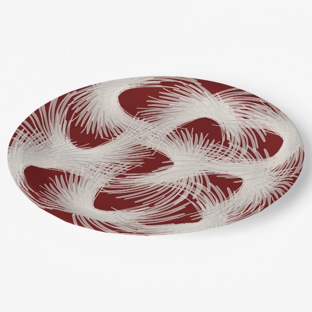 White flying feathers paper plate (Angled)