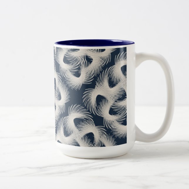 White flying feathers Two-Tone coffee mug (Right)