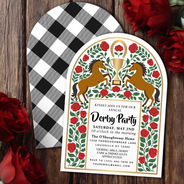 White Folk Horse Racing Derby Day Party Arch Invitation (Creator Uploaded)