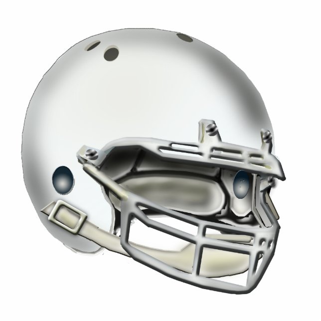 White Football Helmet Ornament Photo Sculpture Decoration (Front)