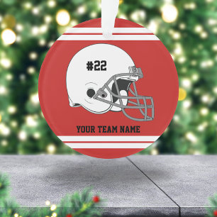 White Football Helmet   Red Jersey Ornament