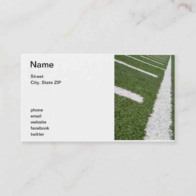 White Football Lines Business Card (Front)