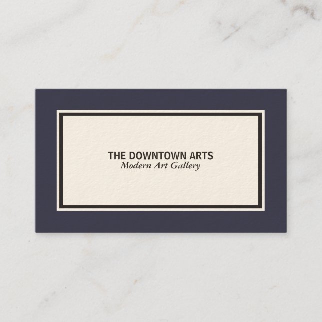 White Foreground Black and Deep Purple Border Business Card (Front)
