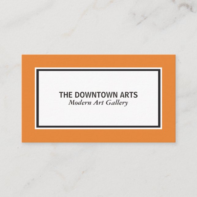 White Foreground Black Borders / Orange Business Card (Front)