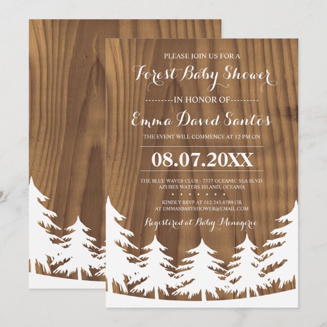 White Forest Baby Shower Invites (Front/Back)