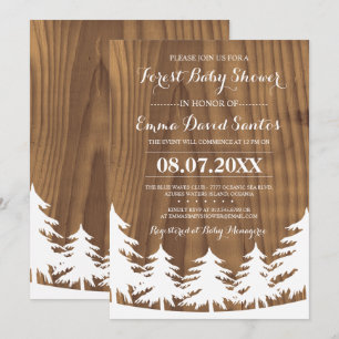 White Forest Baby Shower Invites