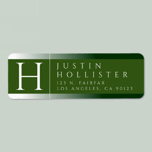 White & Forest Green   Classy Return Address Label