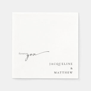 White Forever You Couple Names Wedding Cocktail Napkin