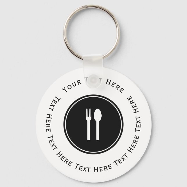 White Fork and Spoon Key Ring (Front)