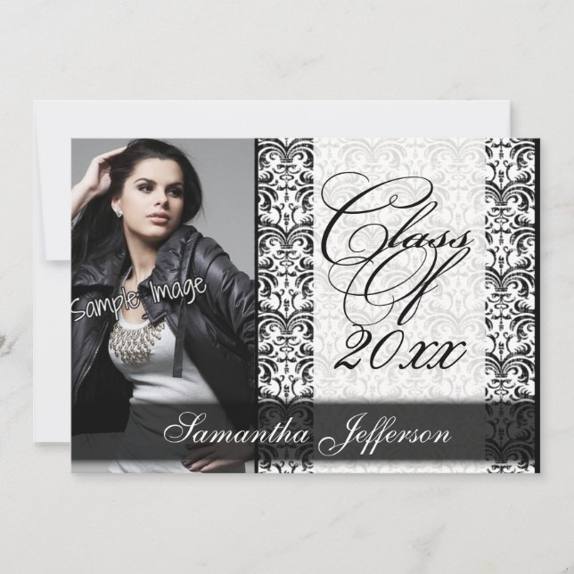 White Formal Design Photo Graduation Invitation (Front)