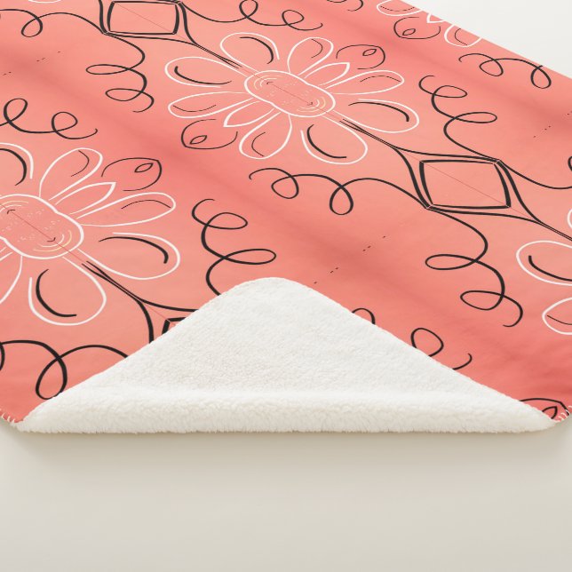 White Fowered Blanket With Inky Black (3/4)