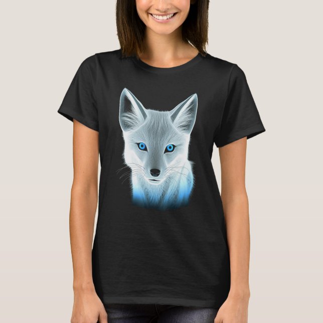 White Fox  Blue Eyes Animal Fox T-Shirt (Front)