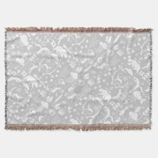 White Fox Grey Moon Clouds Bear Deer Lodge Boys Throw Blanket