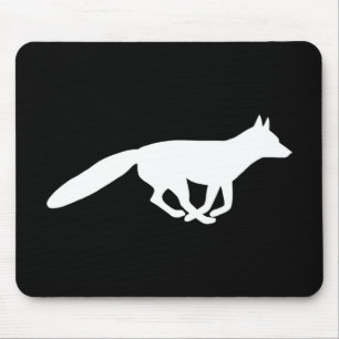 White Fox Silhouette   Wildlife Black and White Mouse Mat