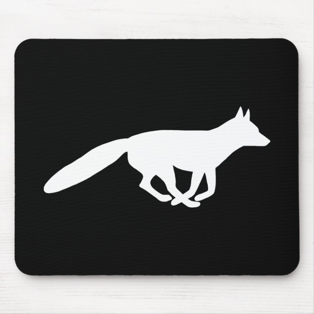 White Fox Silhouette | Wildlife Black and White Mouse Mat (Front)