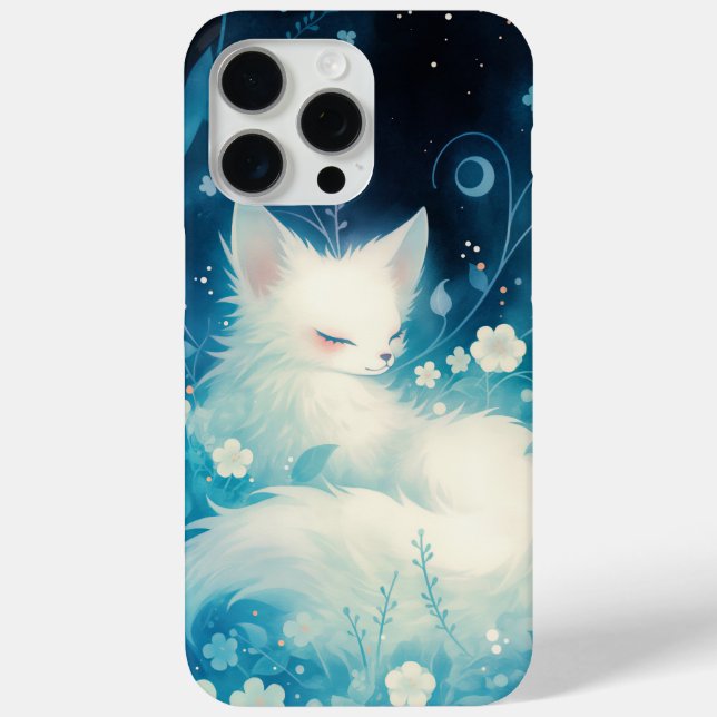 White Fox Slumbering in Floral Case-Mate iPhone Case (Back)