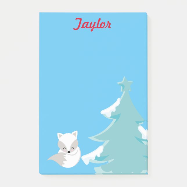 White fox winter wonderland post-it notes (Front)