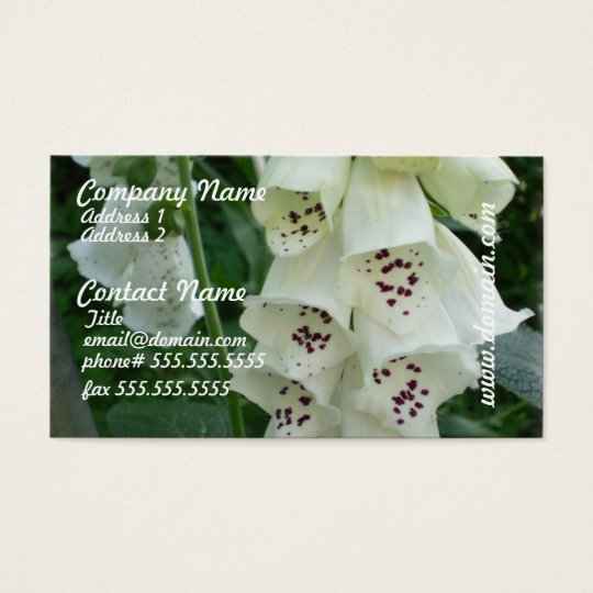 White Foxglove Flowers Business Cards