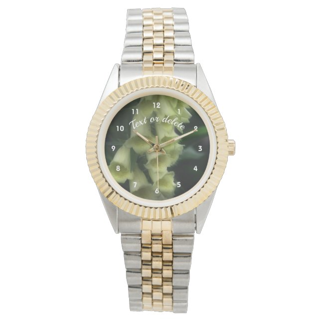 White Foxglove Flowers Personalised  Watch (Front)