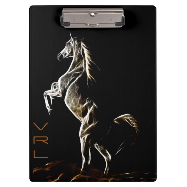White Fractal Horse Clipboard (Front)