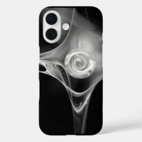 WHITE FRACTAL ROSE IN BLACK