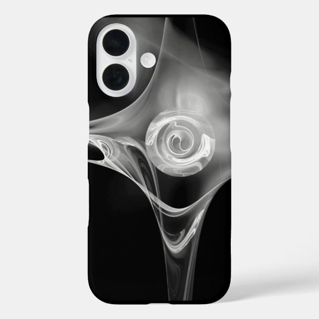 WHITE FRACTAL ROSE IN BLACK Case-Mate iPhone CASE (Back)