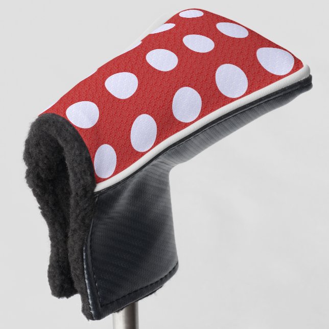 White Fractals Polka Dots Red Fractals Background Golf Head Cover (3/4 Front)