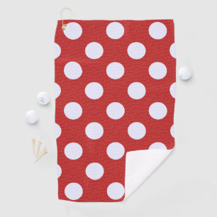 White Fractals Polka Dots Red Fractals Background Golf Towel