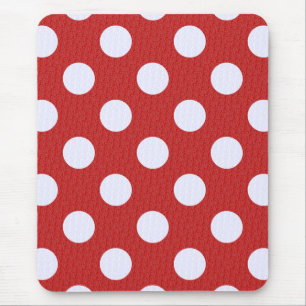 White Fractals Polka Dots Red Fractals Background Mouse Mat