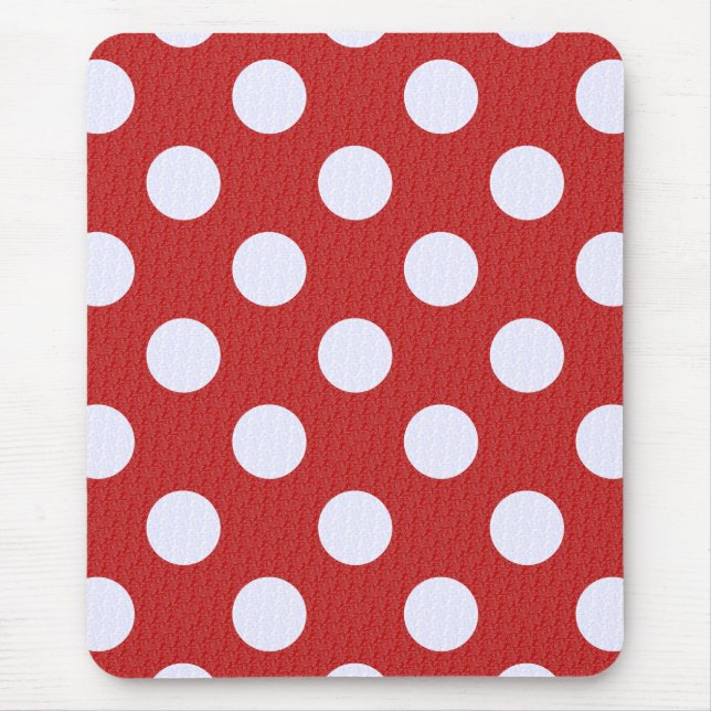 White Fractals Polka Dots Red Fractals Background Mouse Mat (Front)