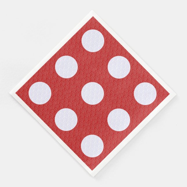 White Fractals Polka Dots Red Fractals Background Napkin (Corner)