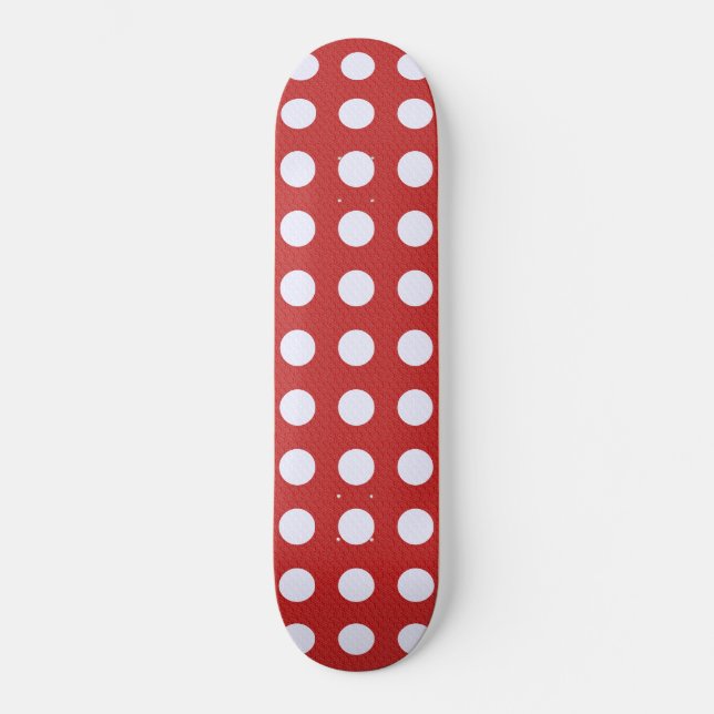 White Fractals Polka Dots Red Fractals Background Skateboard (Front)